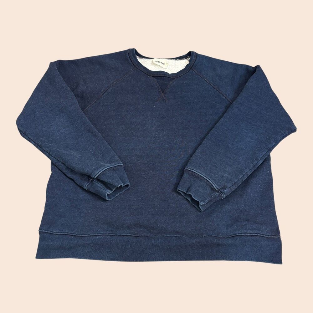 Taylor Stitch Sweatshirt Mens 42 Blue Indigo Dyed French Terry Crewneck Pullover